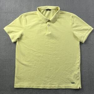 Massimo Dutti Polo Shirt Adult Large Yellow Long Sleeve Casual Knit Men's